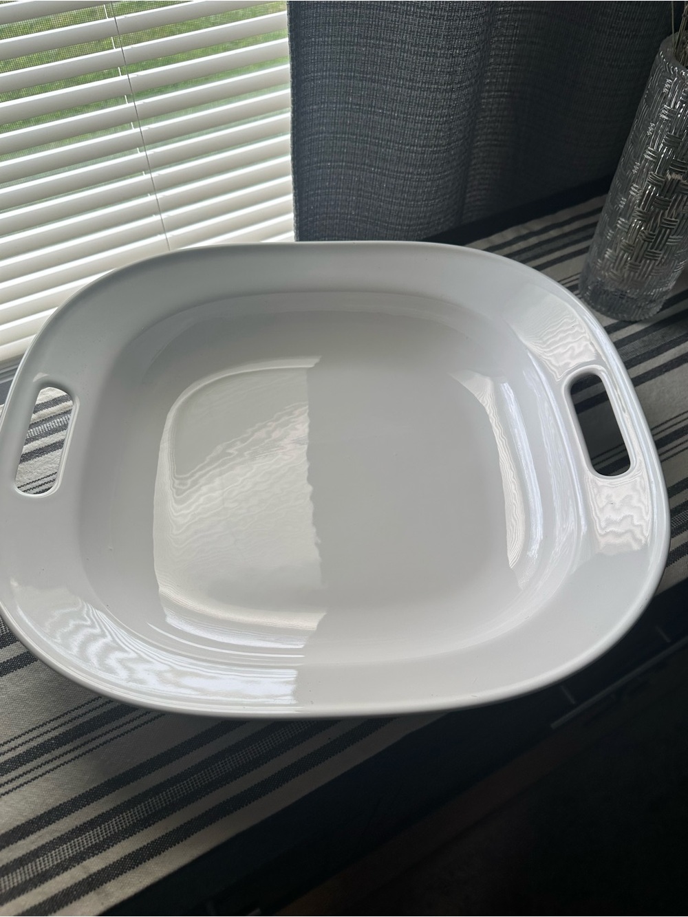 White Ceramic Serving Bowl with Handles - Home Dining